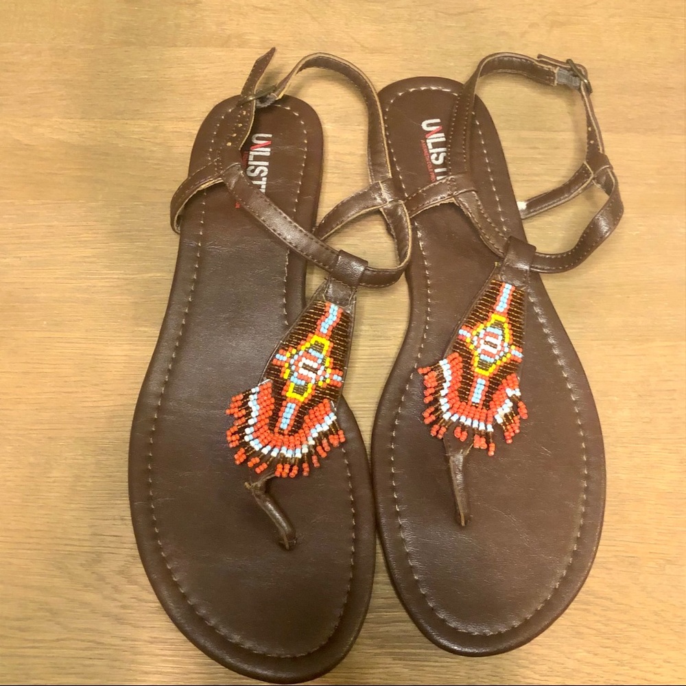 Unlisted Kenneth Cole Beaded Brown Leather Sandles